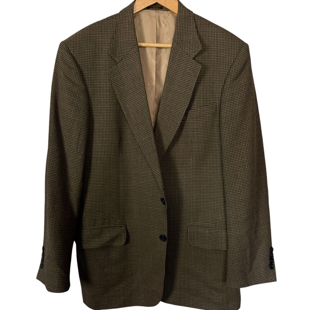 Oscar De La Renta Menswear Houndstooth 2 Button Suit Jacket Blazer Wool sz 42L